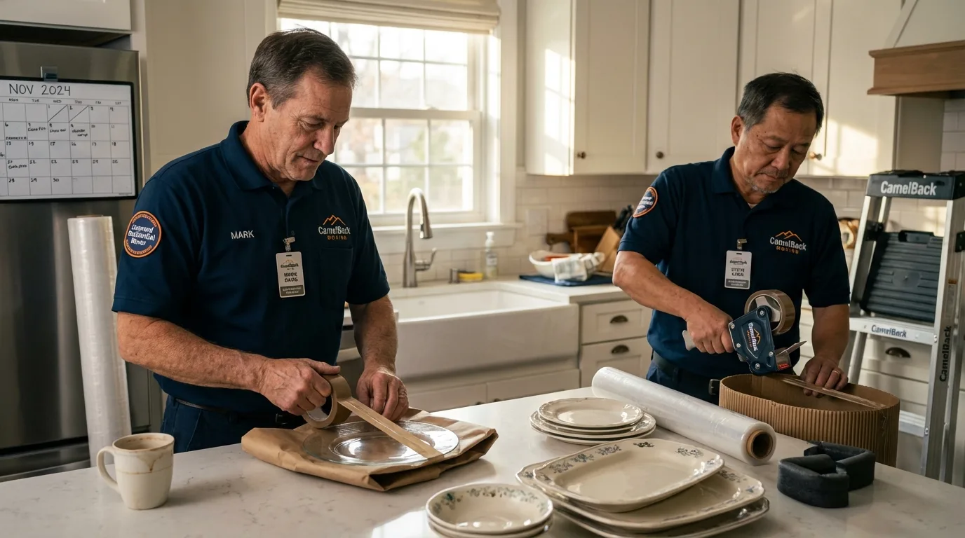 Professional crew packing kitchen dishware in Presque Isle, ME
